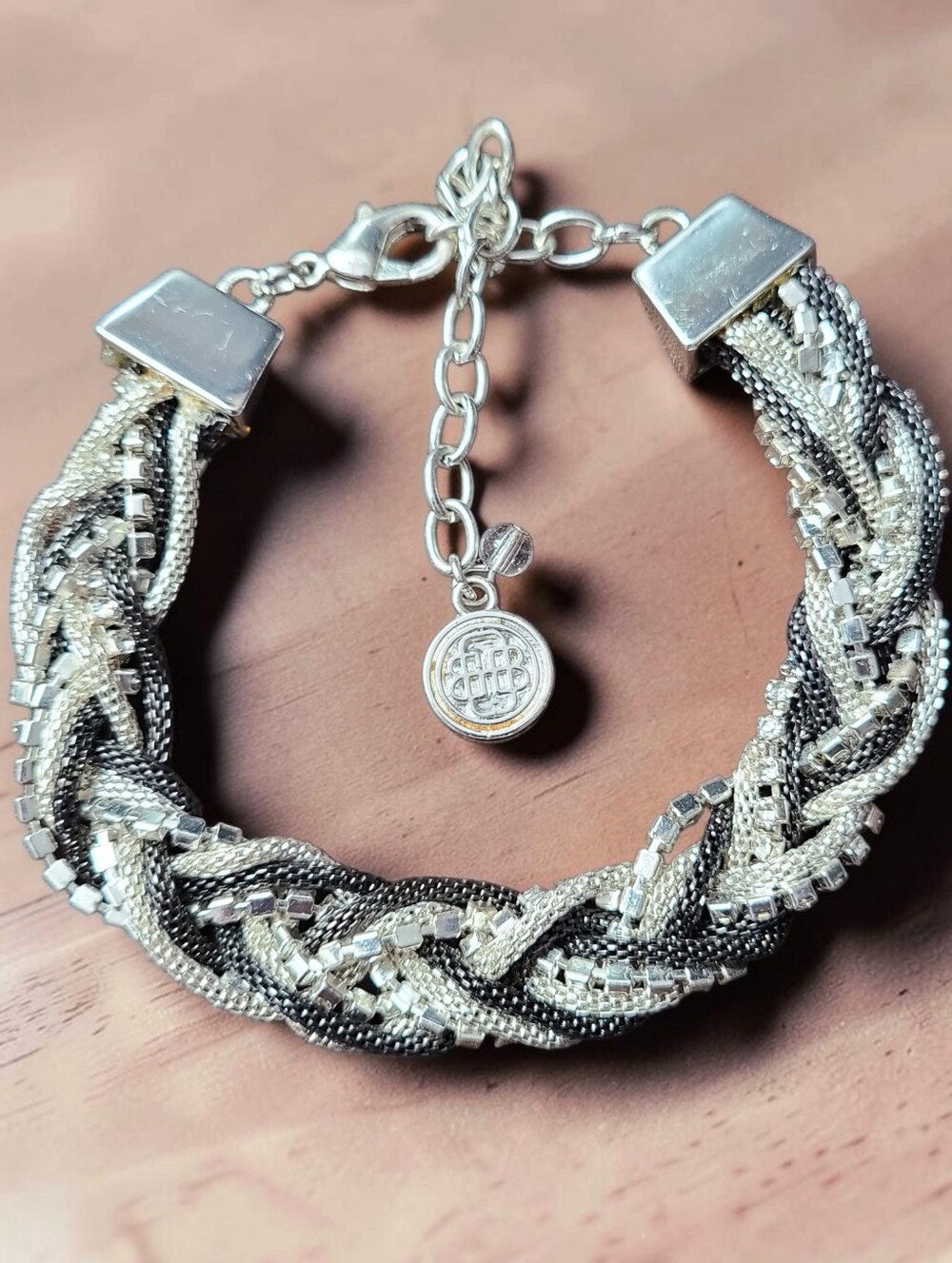 Dana Buchman Silver-Tone Braided Crystal Accent Bracelet - Women's Jewelry